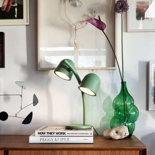 Lampe de table Little Lebow métal vert / 2 spots orientable - Fatboy - Vert prairie - Acier, Aluminium
