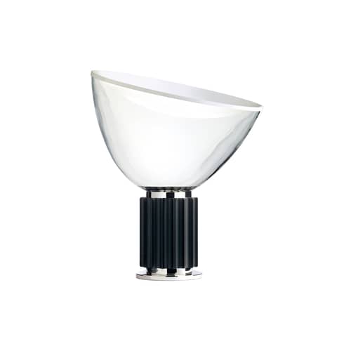 Lampe de table Taccia LED (1962)   / H 64,5 cm - Flos - Noir / Transparent - Aluminium, Verre soufflé bouche