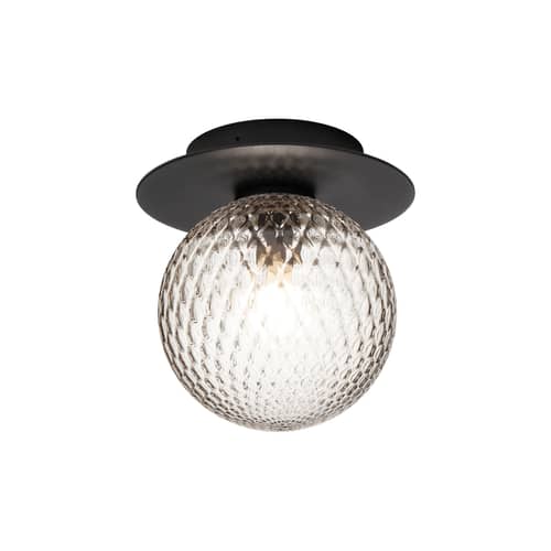 Outdoor-Wandleuchte Liila 1 OUTDOOR metall schwarz / Deckenleuchte - NUURA - Facettiertes Transparent / Schwarz - mundgeblasenes Glas, Thermolackiertes Aluminium