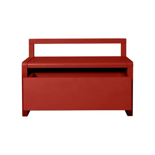 Panchina bimbi Little Architect legno rosso / Mobile contenitore con cassetto scorrevole - En&ls 60 cm - Ferm Living - Papavero - Frassino massello, Impiallacciatura in frassino