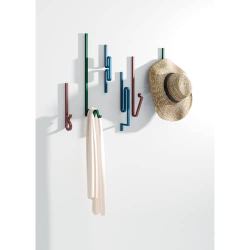 Patère Zag métal bleu / Set de 2 - La Chance - Bleu - Acier peint