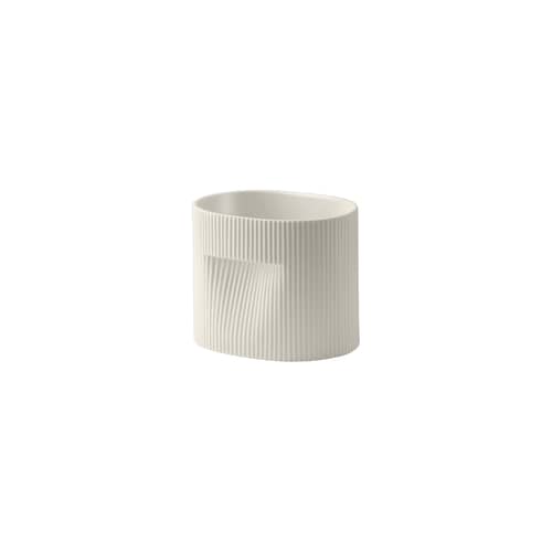 Pot de fleurs Ridge céramique blanc / L 18,5 x P 14,5 x H 15,2 cm - Muuto - Blanc cassé - Terre cuite