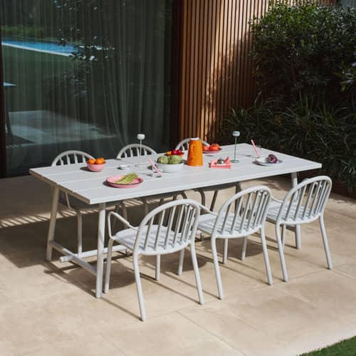 rechteckiger Tisch Fred\'s metall grau / 220 x 100 cm - 6 bis 8 Personen - Fatboy - Hellgrau - Aluminium