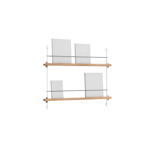Regal Magazine Shelving – MS.65.1 holz natur / für Bücher und Zeitschriften - B 85 x H 73 cm - MOEBE - Eiche natur / Weiß - MDF Eichenfurnier, Stahl