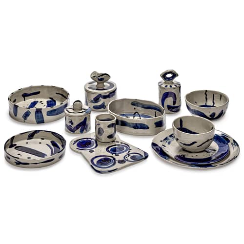 Schachtel Sophia 03 keramik blau / Ø 8 x H 16 cm - Serax - Ø 8 x H 16 cm - Sandstein