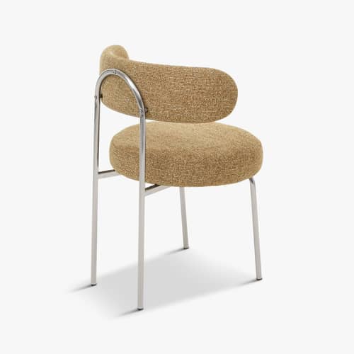 Sedia imbottita Vittoria tessuto marrone - NV GALLERY - Marrone - Acciaio inox cromato, Schiuma ad alta densità, Tissu Tweed