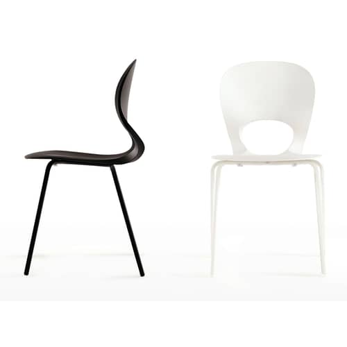 Pikaia Stacking chair plastic material black Plastic & metal legs - Kristalia - Black - Polyurethane, Varnished steel
