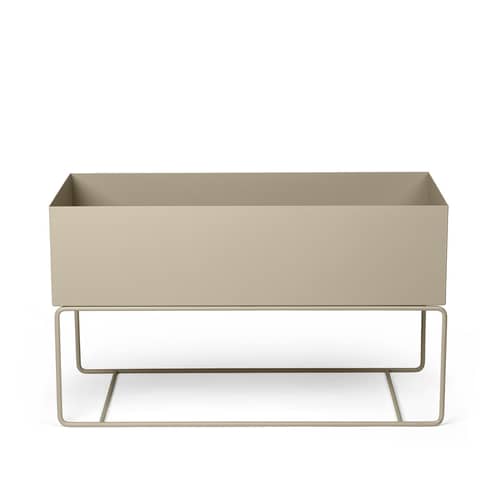 Plant Box Large Standing flowerpot metal beige / L 77 x H 45 cm x Depth. 34 cm - Ferm Living - Cashmere beige - Epoxy lacquered steel