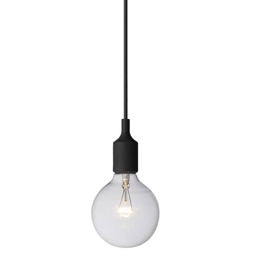 Suspension E27 plastique noir / Silicone - Ampoule incluse - Muuto - Noir - Silicone