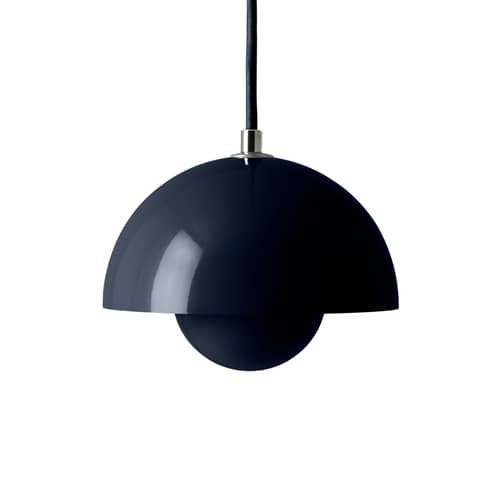 Suspension Flowerpot VP10 métal bleu / Ø16 cm - By Verner Panton, 1968 - &tradition - Bleu acier - Aluminium laqué