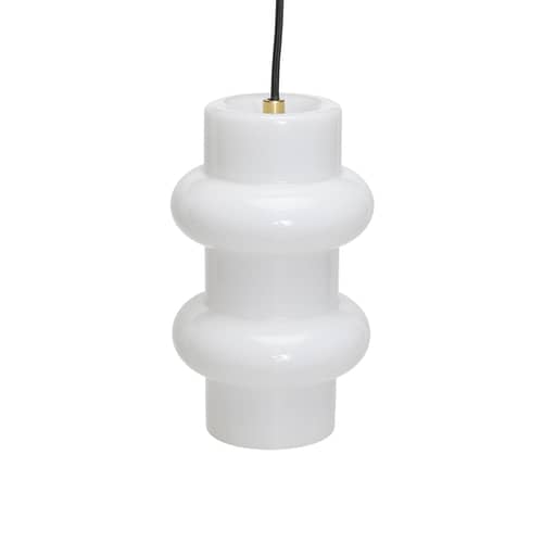 Suspension Pilule Pendule Double verre blanc / Ø 15 x H 25 cm - HÜBSCH - Double / Blanc brillant - Verre soufflé bouche