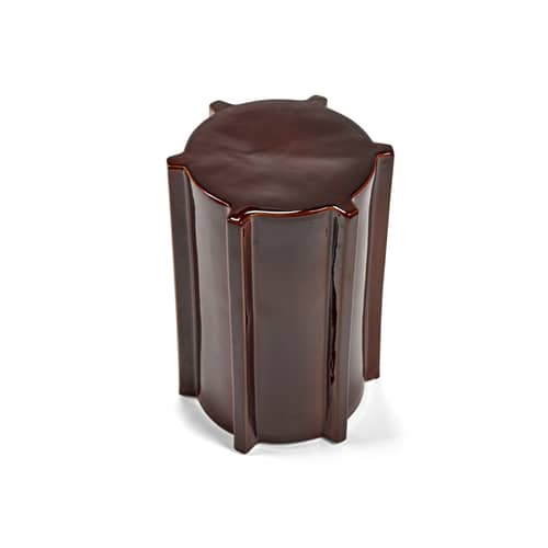 Table d\'appoint Pawn Geometric céramique marron / Tabouret - Ø 31,3 x H 45 cm - Serax - Brun foncé - Grès émaillé