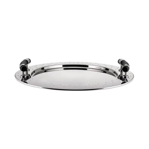 Tablett Graves metall schwarz / Ø 48 cm - Alessi - poliert glänzend - Polyamid, rostfreier Stahl