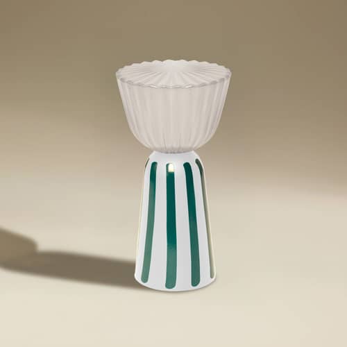 Swiing Wireless rechargeable outdoor lamp metal blue X Maison Sarah Lavoine - Limited Edition - Fermob - Striped blue & white (By Maison Sarah Lavoine) - Aluminium, Polycarbonate, Recycled ABS