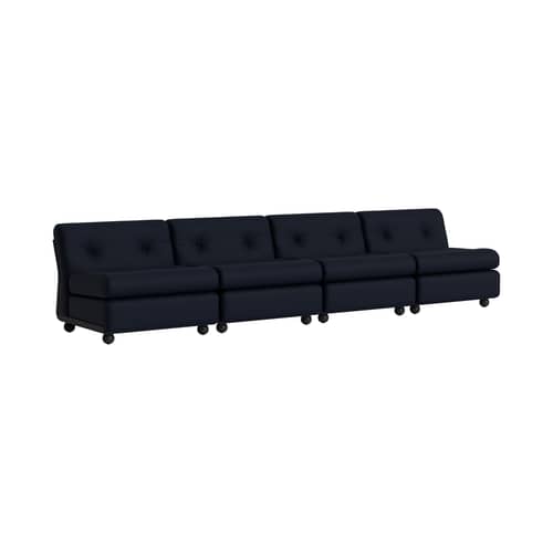 Sofa Amanta textil schwarz / 4-Sitzer - L 317 cm / Neuauflage 1966, Mario Bellini - Hay - Blau-Schwarz (Stoff) - Gewebe, Recyceltes ABS, Schaumstoff