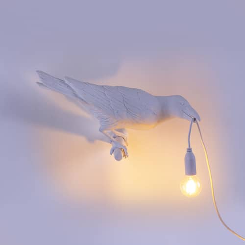 Applique d\'extérieur avec prise Bird OUTDOOR - Looking Right  - Seletti - Lampe / Blanc - Résine
