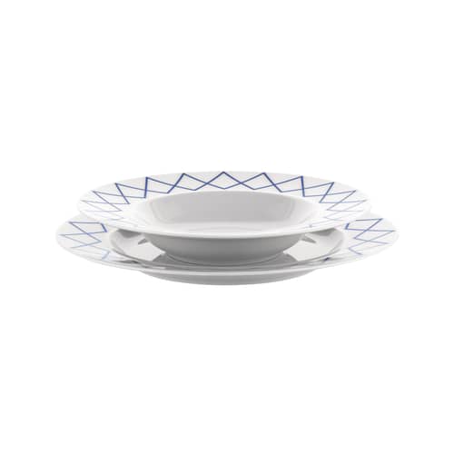 Set 4 assiettes La Bella Tavola Ø 27 cm - céramique / Ettore Sottsass - Alessi - Motif bleu - Porcelaine fine