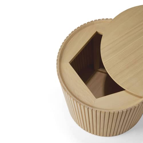 Beistelltisch Roller Max holz natur / Kiste - Ø 40 x H 42 cm - Ethnicraft - Geölte Natur geölte Eiche - Geölte Massiveiche