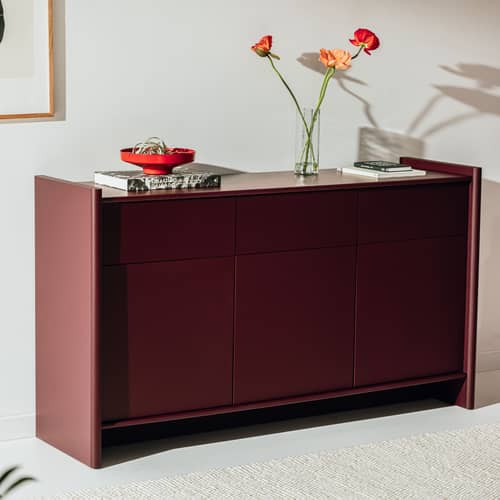 Buffet Rali bois rouge / L 160 x H 91 cm - NOO.MA - Vin de myrtille - MDF