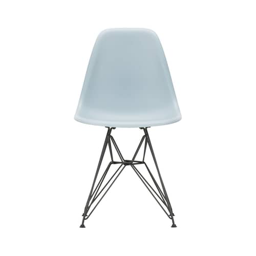 RE DSR - Eames Plastic Side Chair Chair plastic material blue / (1950) - Black legs / Recycled - Vitra - Bluish grey / Black legs - Epoxy lacquered steel, Post-consumer recycled plastic