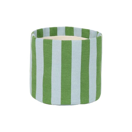 Korb  textil grün / H 17 cm - NOBODINOZ - Grün & Blau / Gestreift - Organische Baumwolle, Polyesterfaser