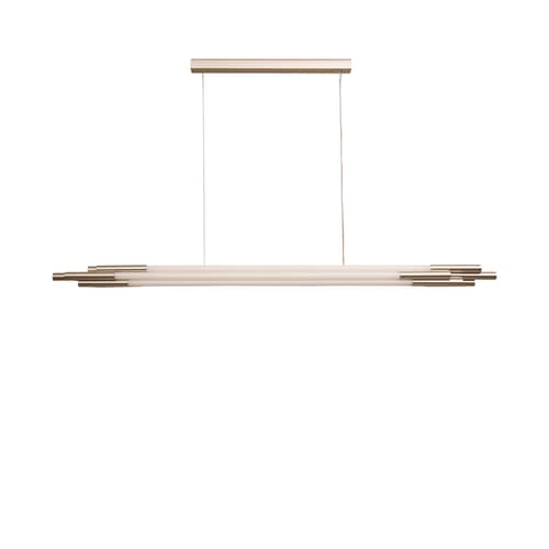 ORG Horizontal Medium Pendant glass white / LED - L 160 cm - DCW éditions - Nickel & White - Aluminium, Opal Glass