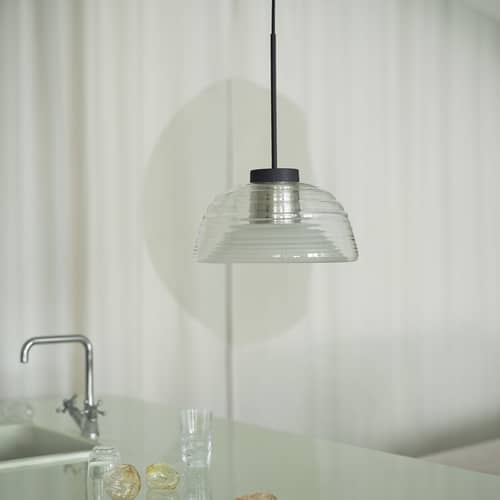 Two-Layer Pendant glass black / Ø 51.5 x H 37.5 cm - Muuto - Black & White - Mouth blown glass, Steel