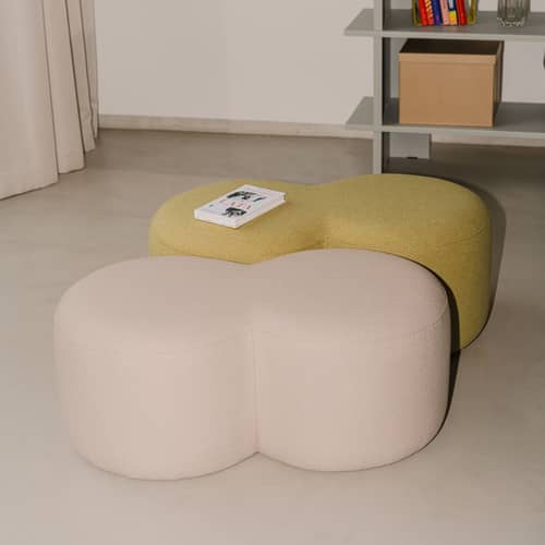 Pouf Umbo / 88 x 50 x H 36,5 cm - NOO.MA - Poire jaune -  Ouate, Aggloméré, Mousse, Tissu