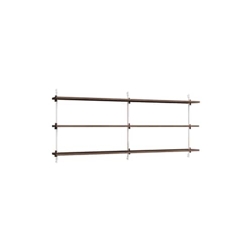 Regal Wall Shelving – ws.65.2 holz braun / B 162 x H 65 cm x Prof. 17,5 cm - MOEBE - Eiche geräuchert / Weiß - MDF Eichenfurnier, Stahl