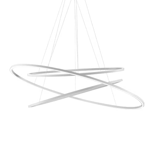 Sospensione Ellisse Triple LED metallo bianco / 135 x 70 cm - Luce verso l\'alto e il basso - Nemo - Bianco - alluminio estruso, Metacrilato