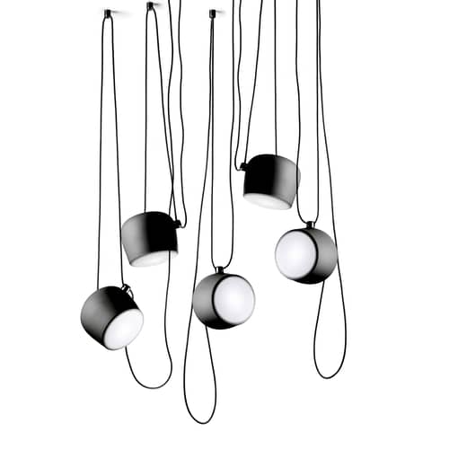 Suspension AIM métal noir LED /  Ø 24 cm / Bouroullec, 2013 - Flos - Noir - Aluminium peint, Polycarbonate