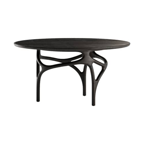 Table ronde Cena INDOOR / Ø 150 cm (8 personnes) - Plateau teck - MORPHO - Brun foncé / Pied brun foncé - Teck massif