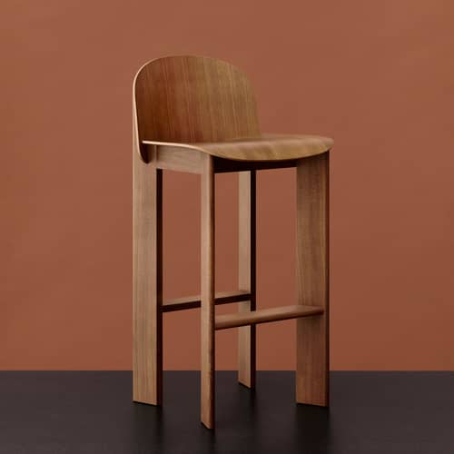 Chisel 35 High Bar chair wood brown / H 75 cm - Hay - Walnut - Lacquered Walnut Veneer