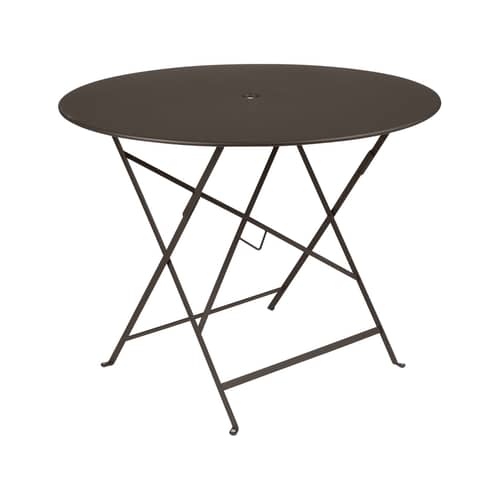 Klapptisch Bistro metall braun / Ø 96 cm - 5 Personen / Sonnenschirmloch - Fermob - Tonka - lackierter Stahl