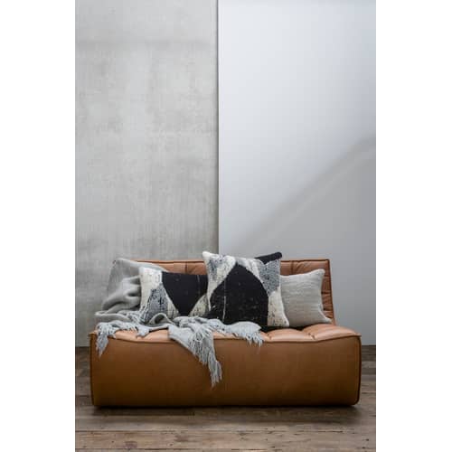 Canapé droit N701 cuir marron / 2 places - L 140 cm - Ethnicraft - Cognac - Bois, Cuir aniline, Mousse