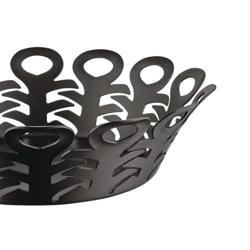 Corbeille Vimini métal noir Small / Ø 22 cm - Alessi - Noir - Acier