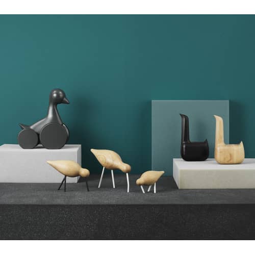 Décoration Oiseau Shorebird M bois naturel / L 15 x H 11 cm - Normann Copenhagen - Chêne / Blanc - Chêne massif