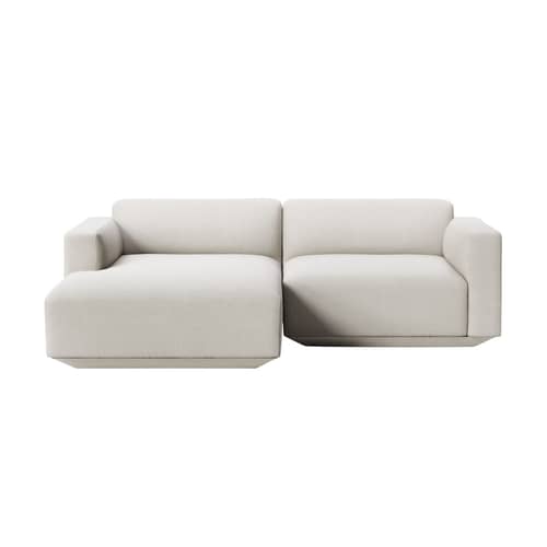 Divano d\'angolo Develius C tessuto beige / 3 posti - L 220 cm / Penisola sinistra - &tradition - Pietra (tessuto Linara Stone 266) - Legno, Schiuma HR, Tessuto