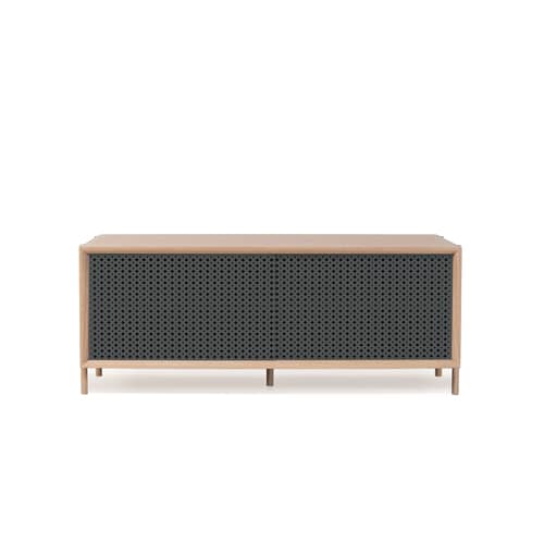 Gabin Dresser metal wood grey L 122 cm - Oak & metal - Hartô - Slate grey & oak - MDF veneer oak, Perforated metal, Solid oak