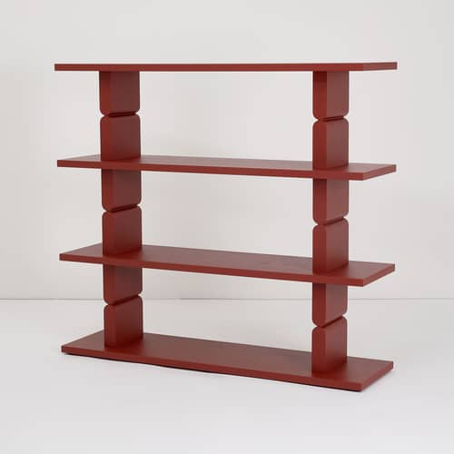 Étagère Coloured Wood Noon bois rouge / L 118 x H 107 cm - NOBODINOZ - Rouge brique - Frêne