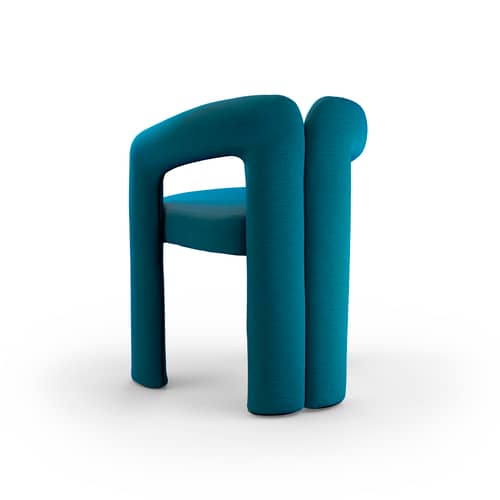 Fauteuil rembourré Dudet tissu bleu / Patricia Urquiola, 2021 - CASSINA - Bleu - Acier, Mousse polyuréthane, Sangles élastiques, Tissu