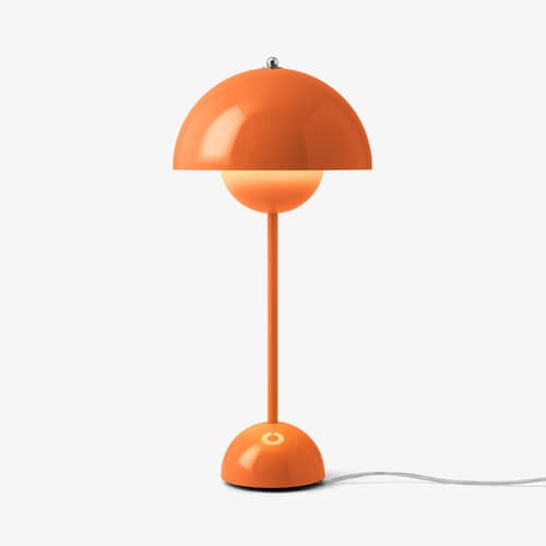 Lampe de table Flowerpot VP3 métal orange / H 50 cm - By Verner Panton, 1968 - &tradition - Orange Zesty - Acier laqué