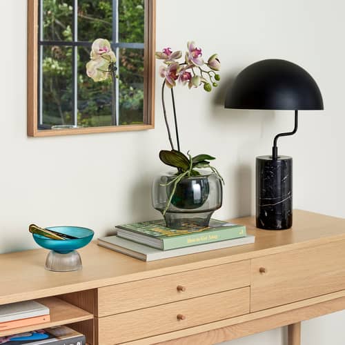 Lampe de table Poise métal noir - HÜBSCH - Noir - Fer laqué, Marbre
