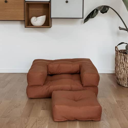 Fauteuil convertible enfant Mini Cube / Lit d\'appoint - KARUP DESIGN - Bleu marine 737 - Coton, Fibres mélangées, Mousse