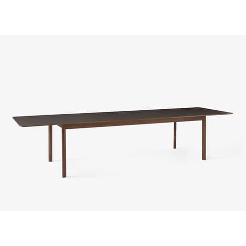 Tavolo con prolunga Patch HW2 corian grigio legno naturale / Laminato Fenix - L 240 a 340 cm - &tradition - Grigio / Rovere fumé - Rovere massello affumicato, Stratificato opaco Fenix NTM®