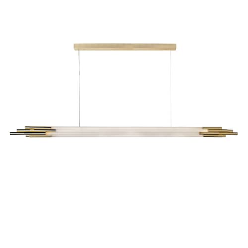Pendelleuchte ORG Horizontal Large glas weiß / LED - L 200 cm / Glas - DCW éditions - Messing / Weiß - eloxiertes Aluminium, Opalglas