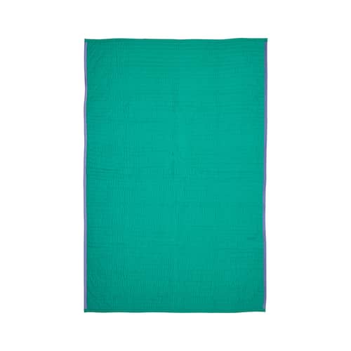 Plaid Tento / Couvre-lit matelassé - 140 x 200 cm - HÜBSCH - Vert & bleu - Coton certifié OEKO-TEX®
