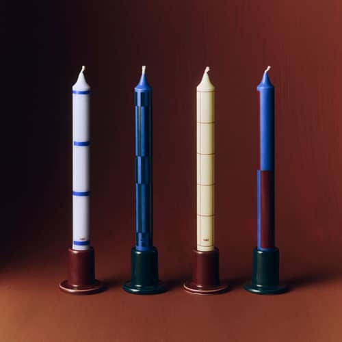 Portacandela Tube Small ceramica marrone / H 5 cm - Hay - Marrone - Maiolica