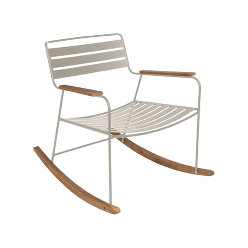Rocking chair Surprising métal beige / teck - Fermob - Muscade - Acier, Teck