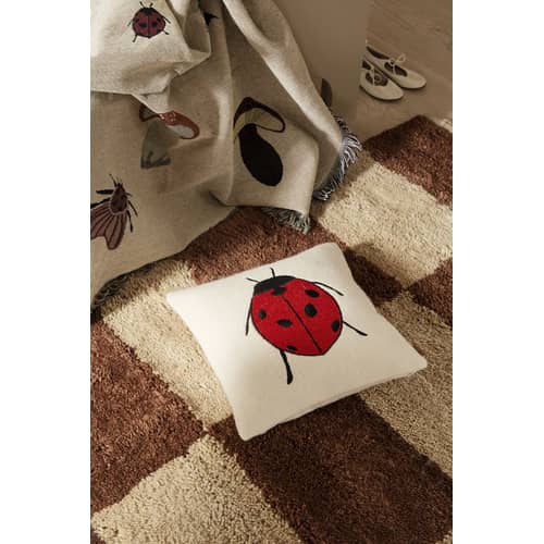 Mara Large Rug textile brown / 180 x 120 cm - Ferm Living - Brick / Off-white - Cotton, Wool